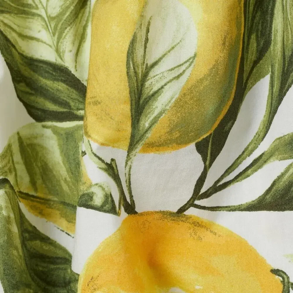 HM NEW LEMON CROP TOP PUFF SLEEVE WEAR ON OR OFF SHOULDER ALL COTTON XS - Picture 3 of 4